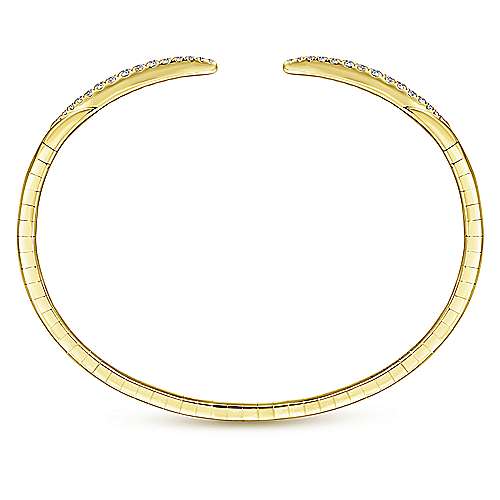 14K Yellow Gold Split Diamond Spike Bangle-Bracelets-gabriel & co-