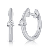 14K Rose Gold Diamond Huggie Earrings-Earrings-Maurice's Jewelers-WHITE GOLD-