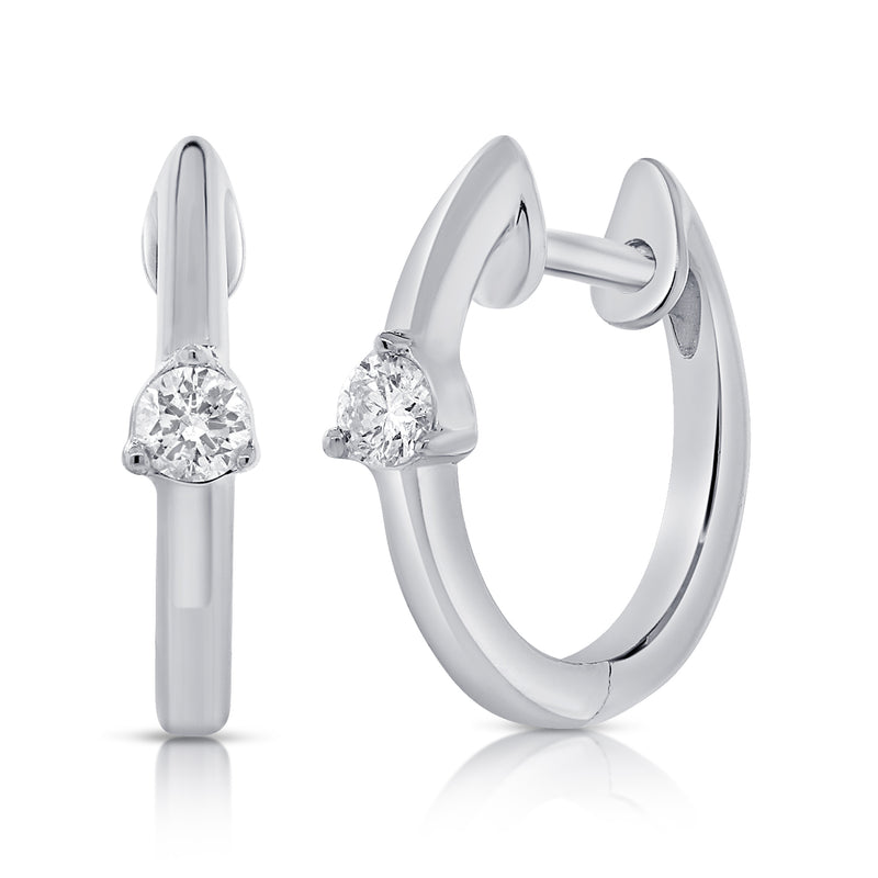 14K Rose Gold Diamond Huggie Earrings-Earrings-Maurice's Jewelers-WHITE GOLD-