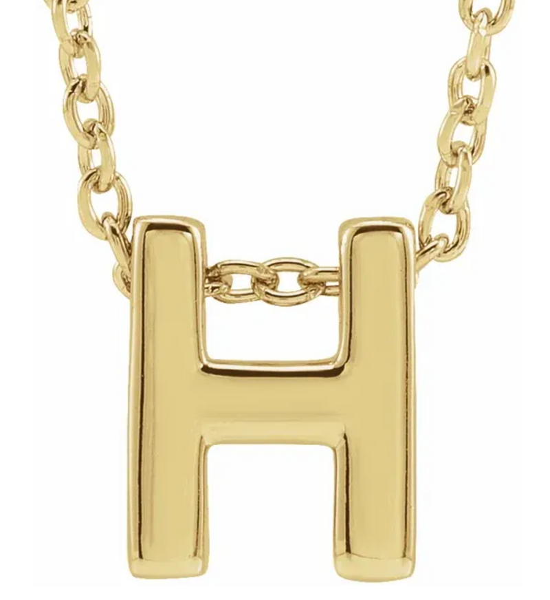14K Yellow Plain Uppercase Initial Necklace-Necklaces-Maurice's Jewelers-H-