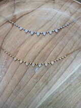 14K White Gold Round & Pear Diamond Necklace