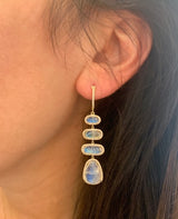 14K Yellow Gold Diamond Moonstone Drop Earrings