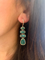 14K Yellow Gold Diamond Emerald Drop Earrings-EARRINGS-majolie-
