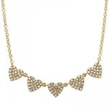 14K Yellow Gold Diamond (5) Heart Necklace