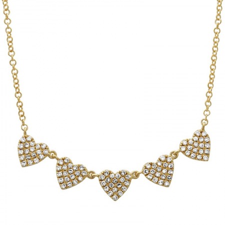 14K White Gold Diamond (5) Heart Necklace-Necklaces-Maurice's Jewelers-Yellow Gold-