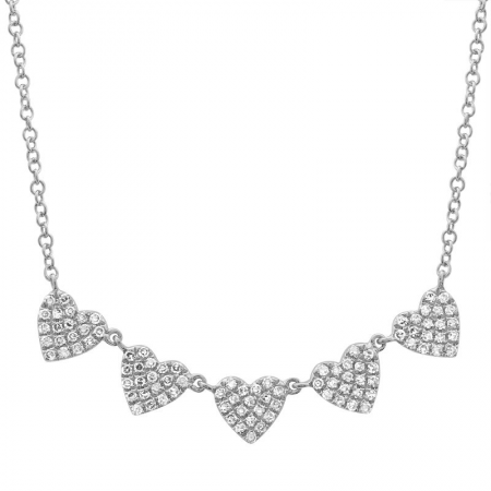 14K Rose Gold Diamond (5) Heart Necklace