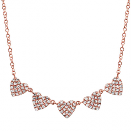 14K White Gold Diamond (5) Heart Necklace-Necklaces-Maurice's Jewelers-Rose Gold-