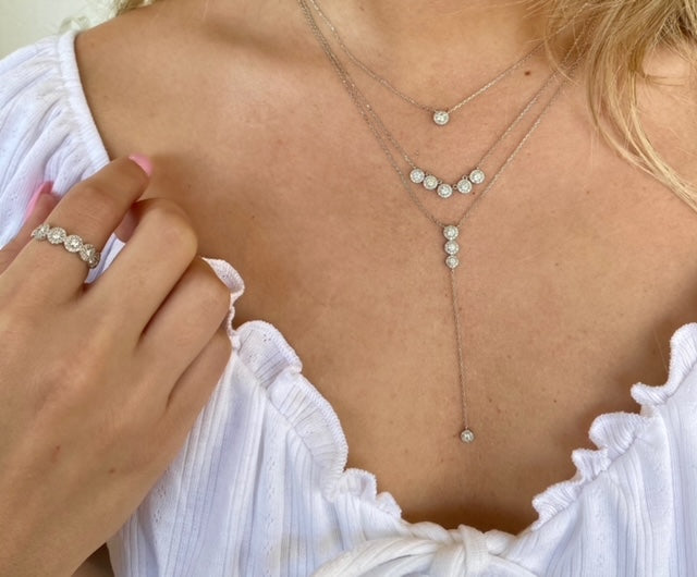 14K .55Ct Diamond 5 Halo Necklace-Necklaces-Maurice's Jewelers-