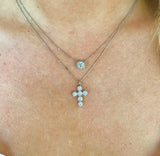 14K Diamond Halo Cross Necklace