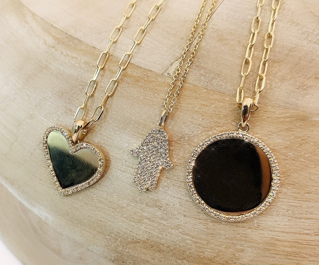 14K Yellow Gold Diamond Hand of God Pendant-Necklaces-Maurice's Jewelers-