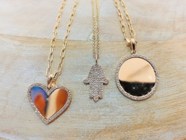 14K Yellow Gold Diamond Hand of God Pendant-Necklaces-Maurice's Jewelers-