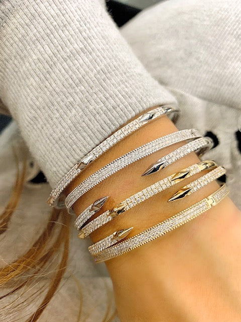 14K Yellow Gold Diamond Pave Bangle-Bracelets-IJM-