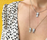 14K White Gold Diamond Girl +Girl Necklace-Necklaces-Maurice's Jewelers-White Gold-