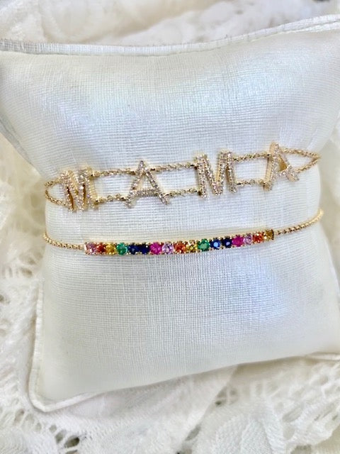 14K Yellow Gold Diamond "MAMA" Bracelet-Bracelets-Maurice's Jewelers-