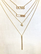 14K Yellow Gold Diamond "BOSS" Necklace