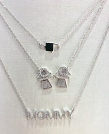 14K White Gold Diamond "MOMMY" Necklace