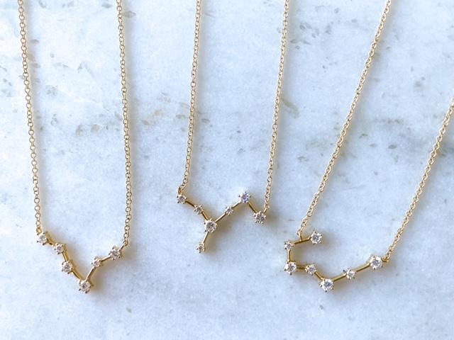 14K Yellow Gold Diamond Constellation Necklace: Gemini (Large)