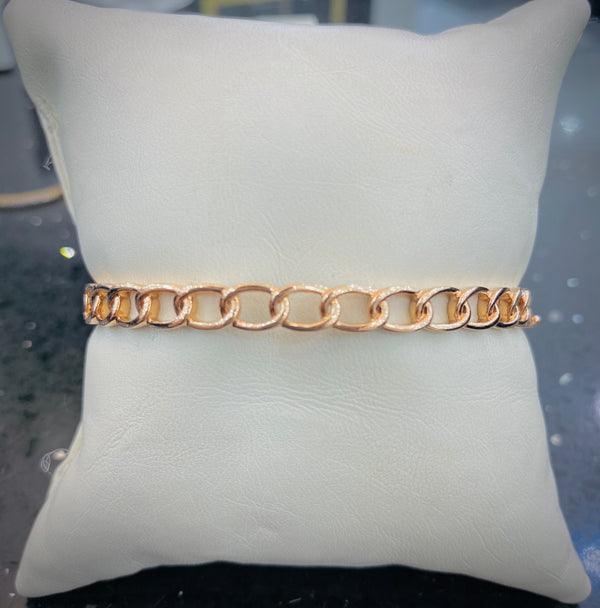 14K Rose Gold Link Hinged Bangle