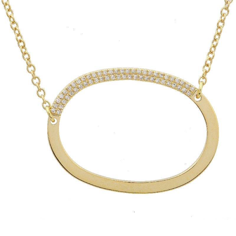 14K Yellow Gold Sideways Large Initial Diamond Necklace