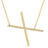 14K Yellow Gold Sideways Large Initial Diamond Necklace-Necklaces-superbell-X-