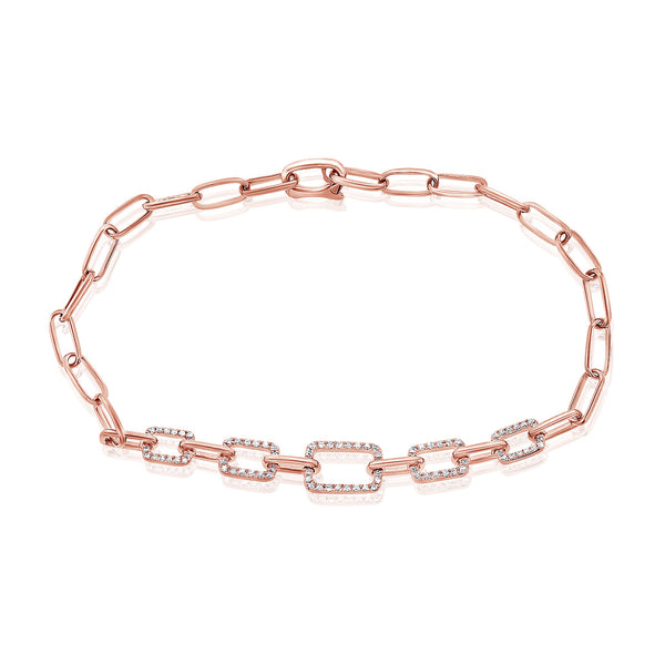 14K Rose Gold Diamond Fancy Link Bracelet