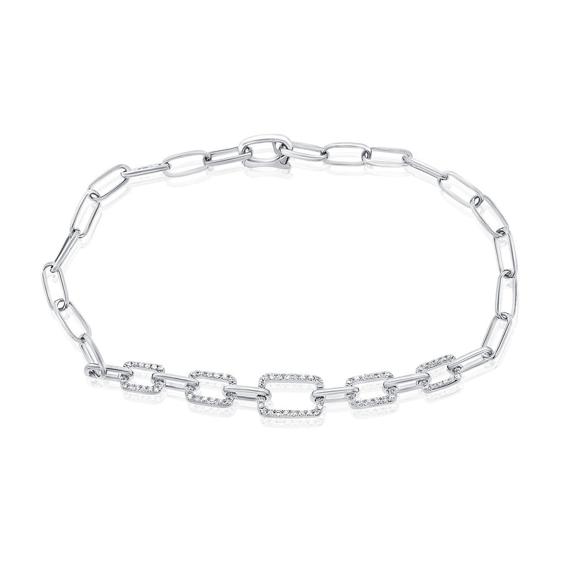 14K White Gold Diamond Fancy Link Bracelet-Bracelets-Maurice's Jewelers-