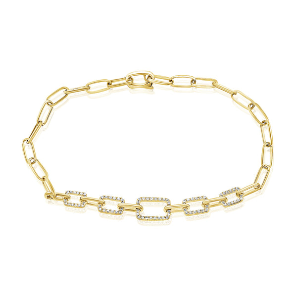 14K Yellow Gold Diamond Fancy Link Bracelet-Bracelets-aaron jewelry-