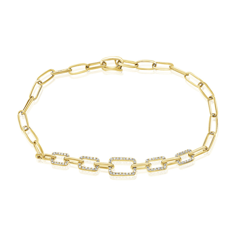 14K Yellow Gold Diamond Fancy Link Bracelet
