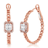 14K White Gold Baguette Diamond Curb Link Hoop Earrings-EARRINGS-Maurice's Jewelers-Rose Gold-