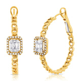 14K White Gold Baguette Diamond Curb Link Hoop Earrings-EARRINGS-Maurice's Jewelers-Yellow Gold-