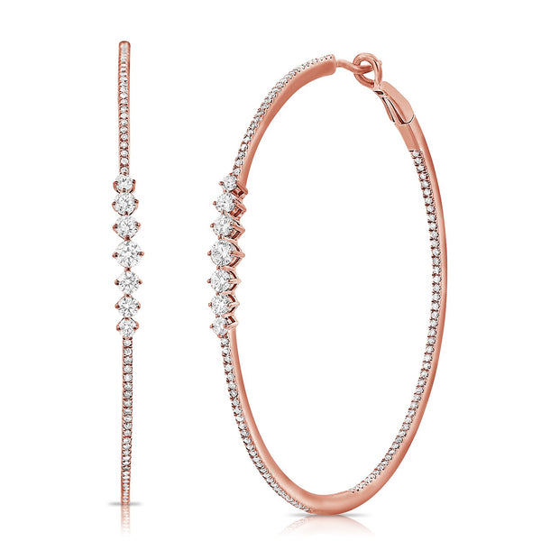 14K White Gold Diamond Inside-Out Hoop Earrings-Earrings-Maurice's Jewelers-ROSE GOLD-