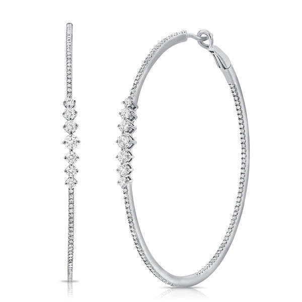 14K Rose Gold Diamond Inside-Out Hoop Earrings