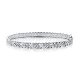 14K White Gold Diamond Herringbone Hinged Bangle-Bangles-Maurice's Jewelers-WHITE GOLD-