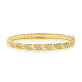 14K White Gold Diamond Herringbone Hinged Bangle-Bangles-Maurice's Jewelers-YELLOW GOLD-