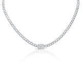 14K Rose Gold Diamond Center & Curb Link Collar/Choker Necklace
