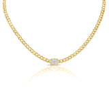 14K Yellow Gold Diamond Center & Curb Link Collar/Choker Necklace-Necklaces-aaron jewelry-Yellow Gold-