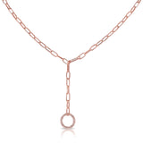 14K Rose Gold Diamond Pave Circle "Y" Necklace
