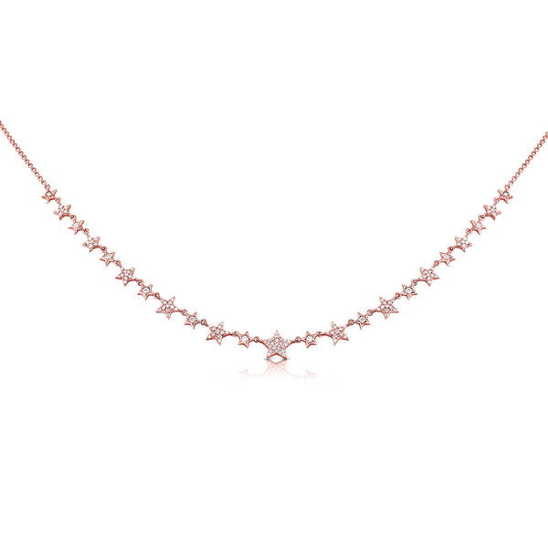 14K Rose Gold Mini Diamond Star Necklace