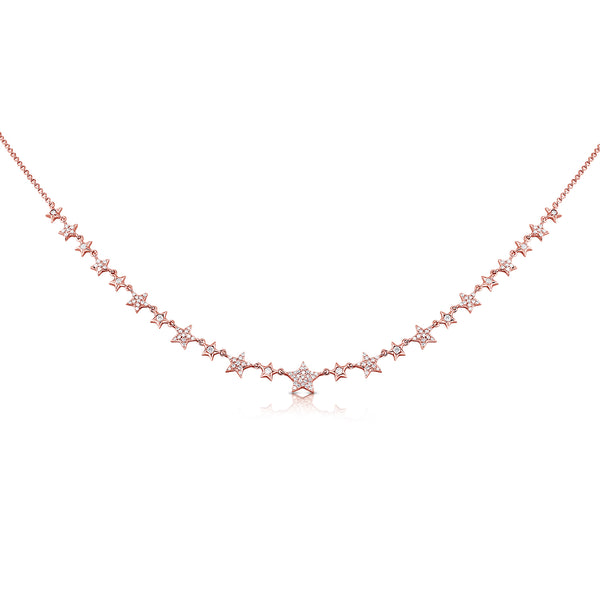 14K Yellow Gold Diamond Star Necklace-Necklaces-aaron jewelry-Rose Gold-