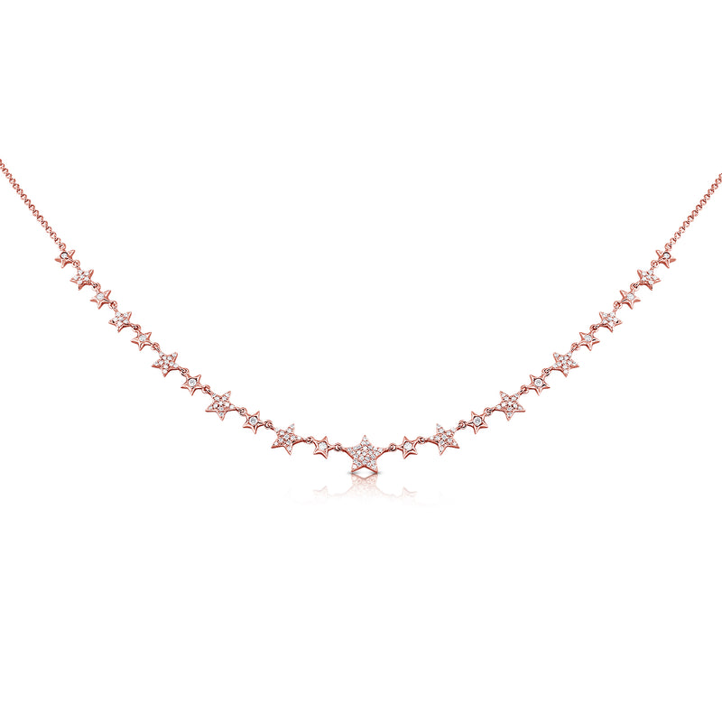 14K Yellow Gold Diamond Star Necklace-Necklaces-aaron jewelry-Rose Gold-