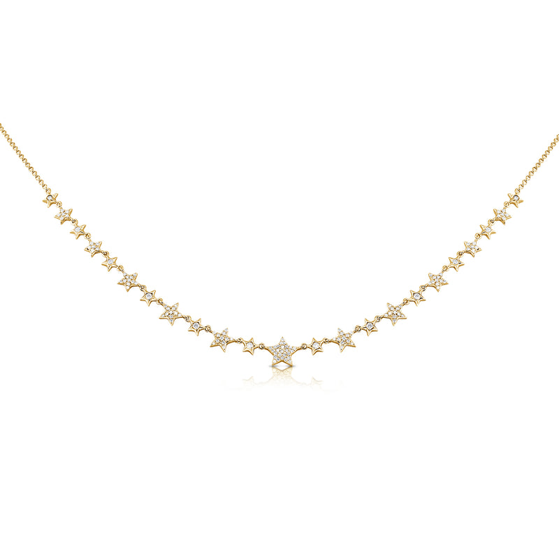 14K Yellow Gold Diamond Star Necklace-Necklaces-aaron jewelry-