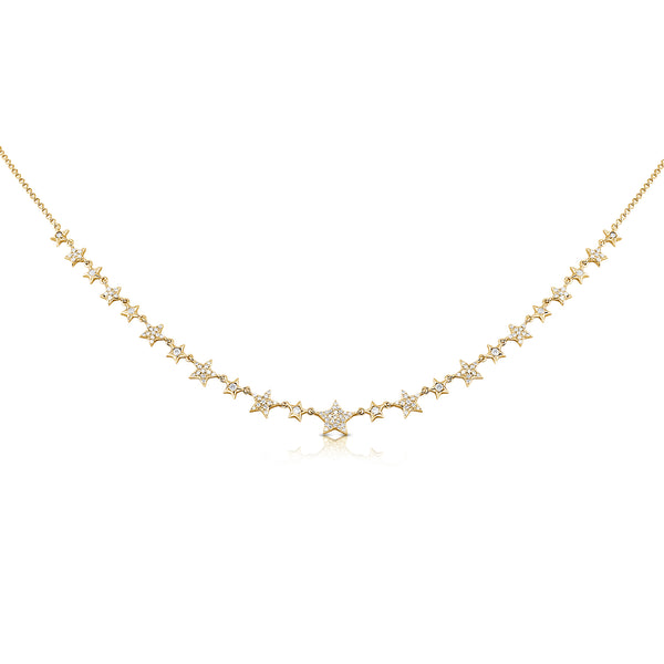 14K Yellow Gold Diamond Star Necklace-Necklaces-aaron jewelry-Yellow Gold-