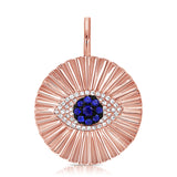 14K Rose Gold Diamond & Sapphire Evil Eye Fluted Charm Pendant-Charms & Pendants-Maurice's Jewelers-Rose Gold-