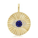 14K Rose Gold Diamond & Sapphire Evil Eye Fluted Charm Pendant-Charms & Pendants-Maurice's Jewelers-Yellow Gold-