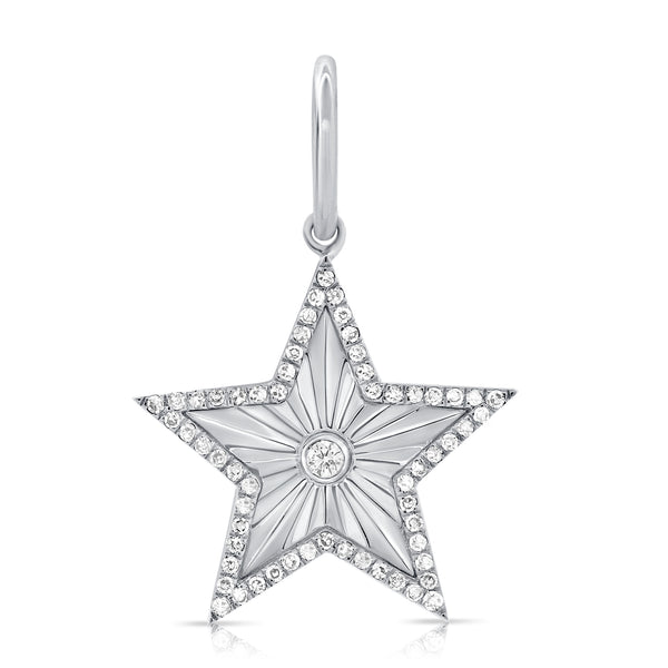 14K White Gold Diamond Engraved High Polished-Charms & Pendants-Maurice's Jewelers-WHITE GOLD-