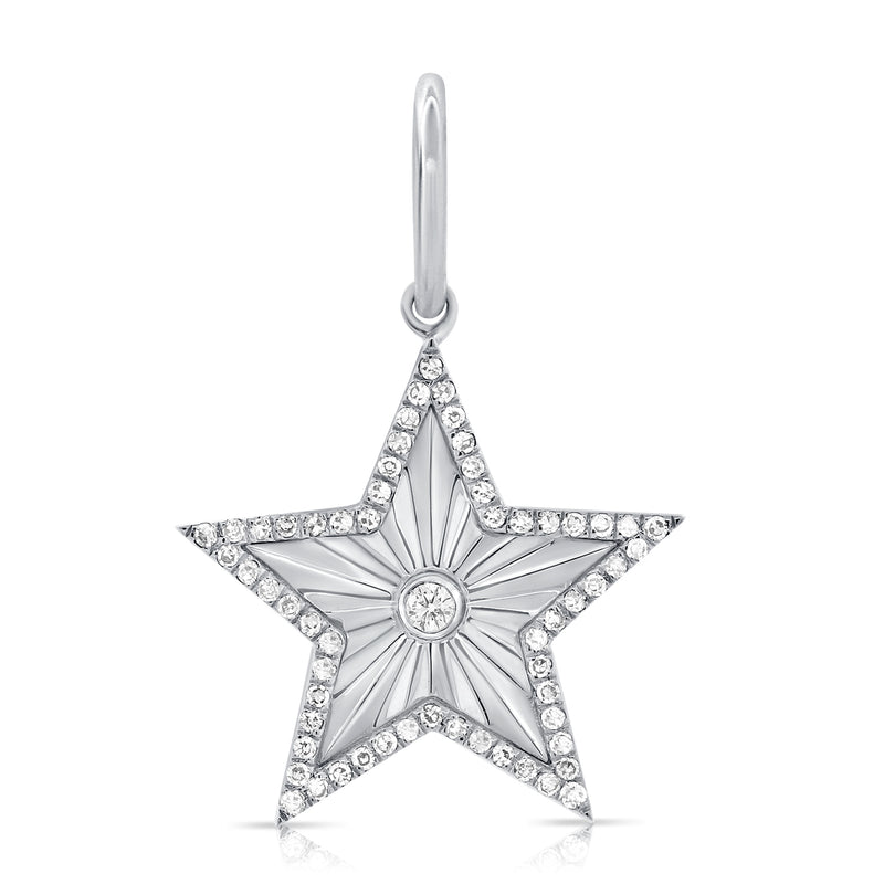14K White Gold Diamond Engraved High Polished-Charms & Pendants-Maurice's Jewelers-WHITE GOLD-