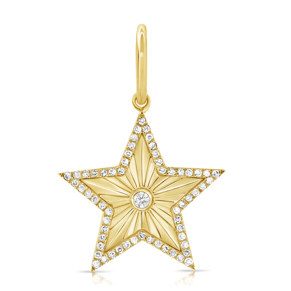 14K White Gold Diamond Engraved High Polished-Charms & Pendants-Maurice's Jewelers-YELLOW GOLD-