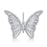 14K White Gold Diamond High Polished Butterfly Pendant-Charms & Pendants-Maurice's Jewelers-WHITE GOLD-
