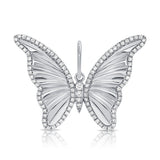 14K White Gold Diamond High Polished Butterfly Pendant
