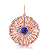 14K White Gold Diamond+Sapphire Evil Eye Halo Pendant-Charms & Pendants-aaron jewelry-ROSE GOLD-